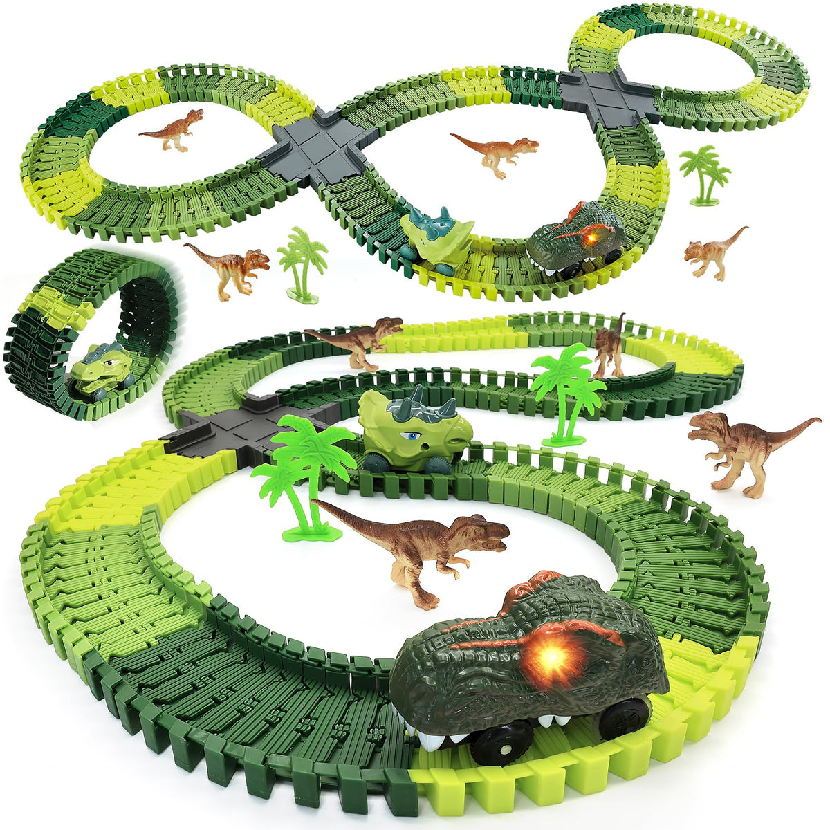 GearVibe dinosaur track set with 170 pieces for imaginative play and easy assembly.
