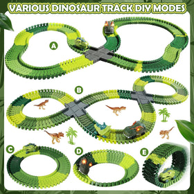 GearVibe flexible dino track connectors shown mid-build for versatile layouts.
