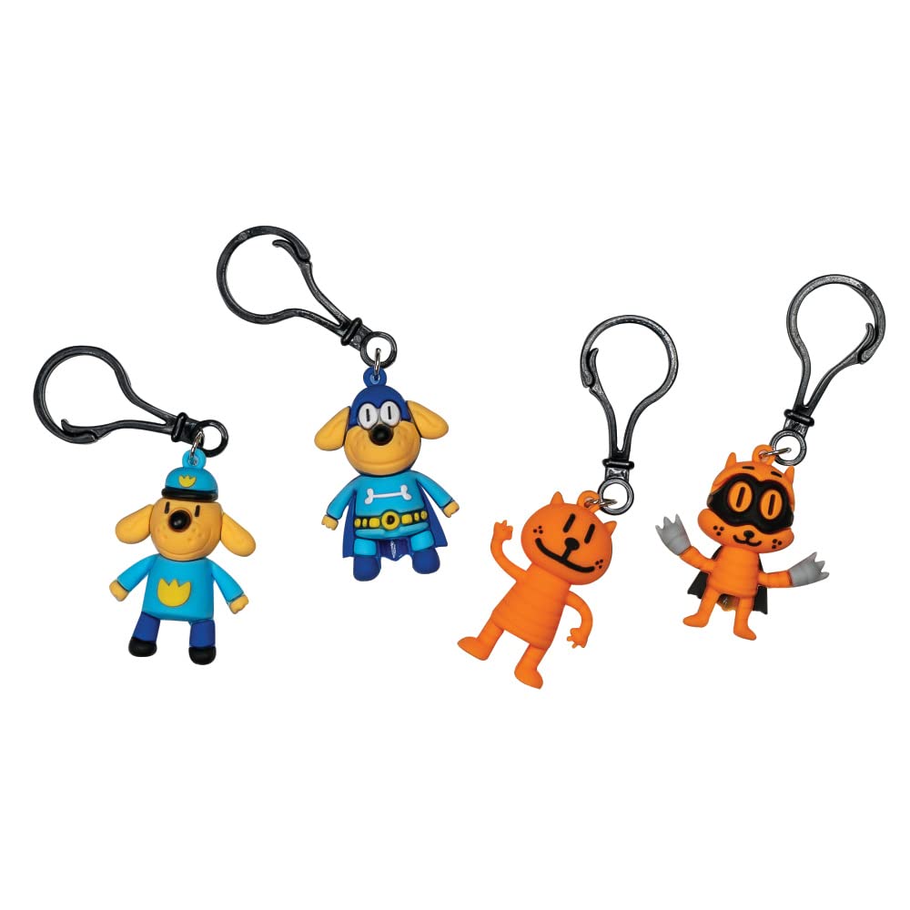 GEDDES Dog Man backpack keychain clip toy for on-the-go fun and organization.