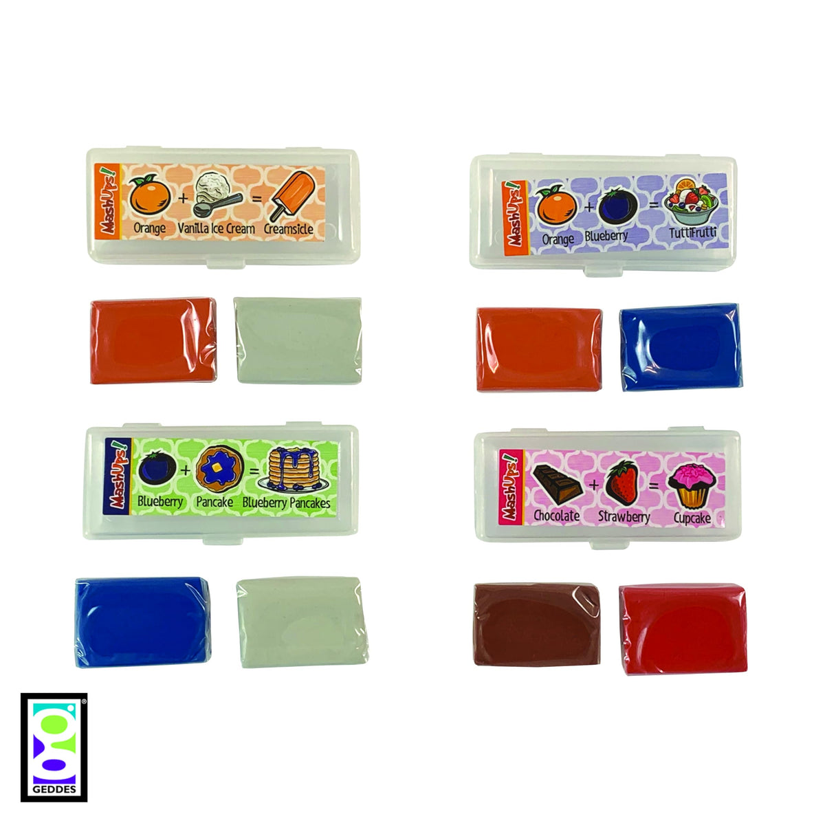 Party-ready eraser set; 24 pieces in containers for goody bags.