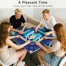 Gedgan Mahjong Mat in dark blue style offers a roomy area for group play.