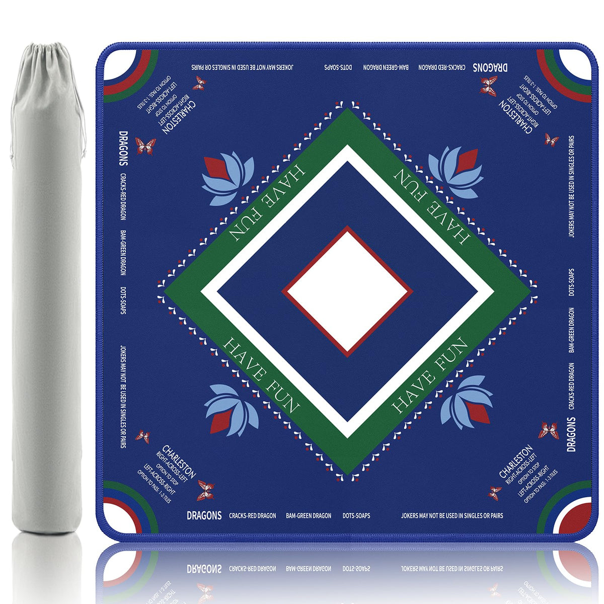 Gedgan Mahjong Mat with lotus-butterfly artwork protects surfaces while elevating table decor.