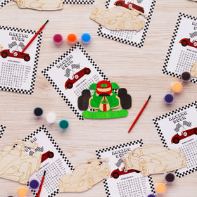 GeecozyLife race car craft supplies includes brushes and paints for easy painting.