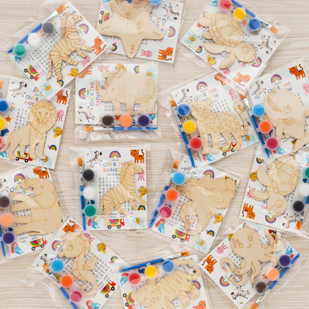 GEECOZYLIFE safari-ocean wood cutouts ready for painting to spark imagination.