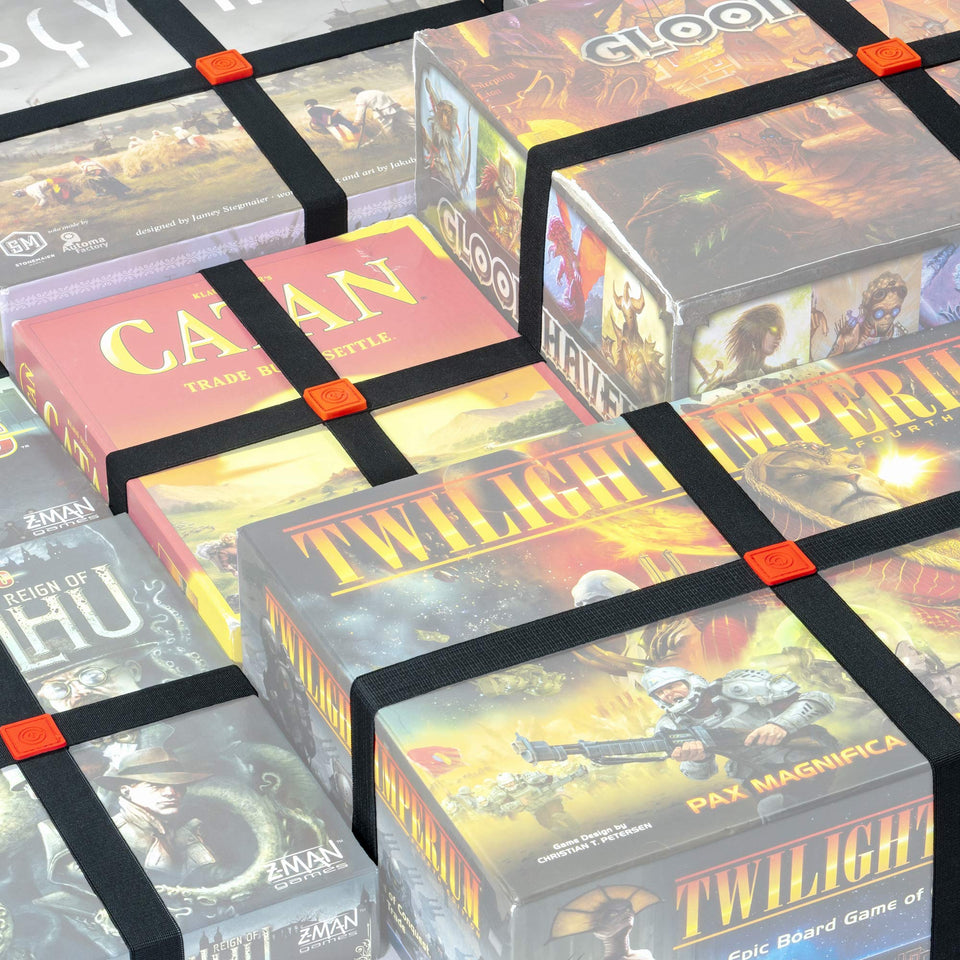 GEEKON elastic box bands keep board game boxes closed and protected during storage