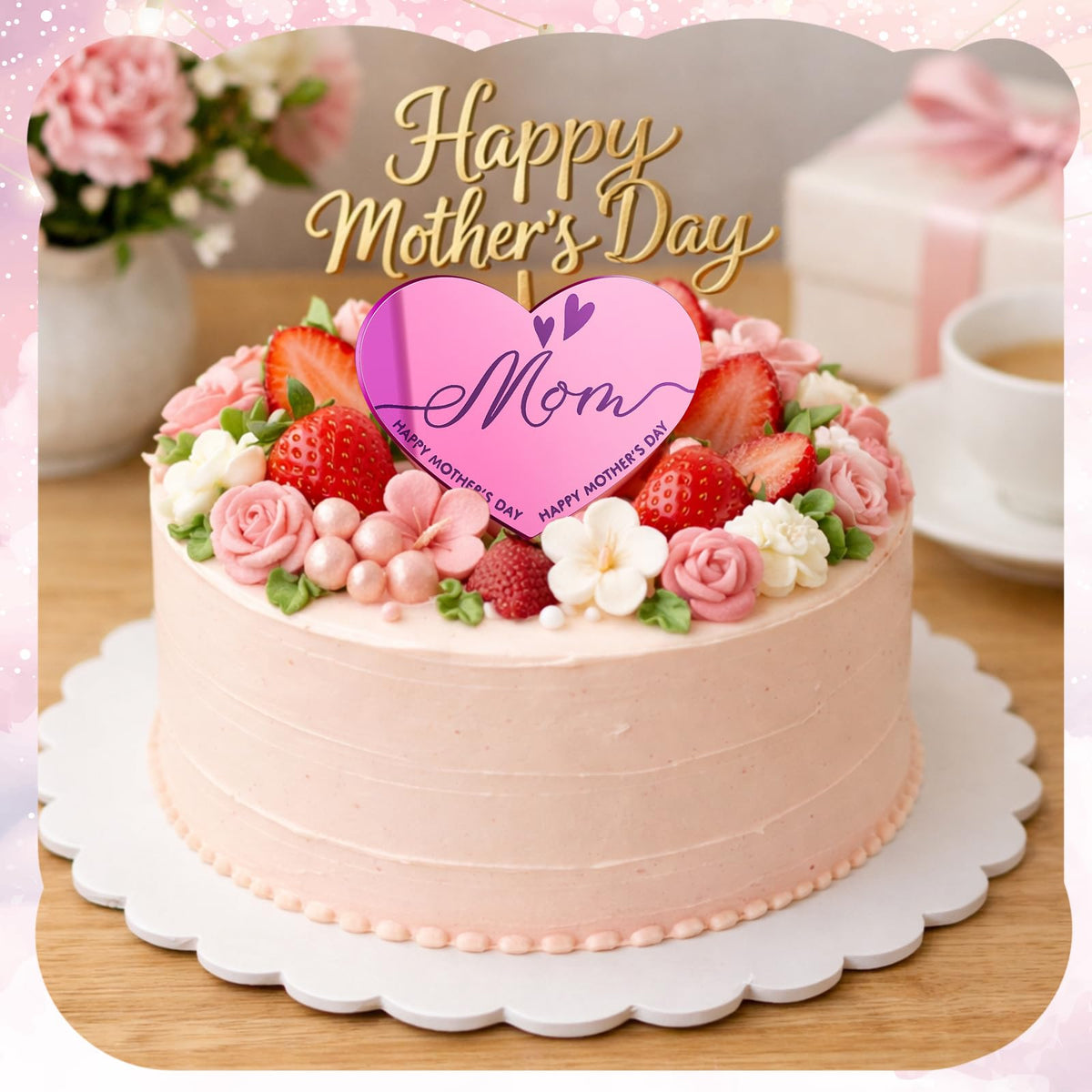 Geelin rose gold mirror topper brings warm celebratory flair to desserts