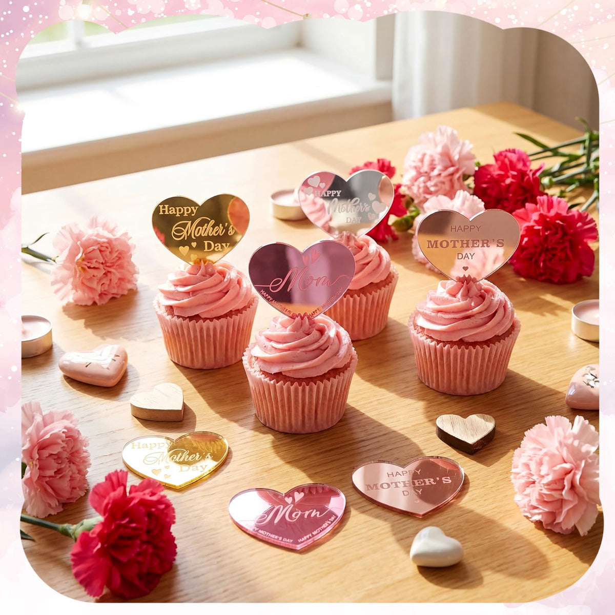 Geelin rose red mirror topper makes a bold party statement on cakes