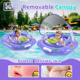 GEEQUFLOAT canopy offers UPF50+ sun protection for delicate infant skin.