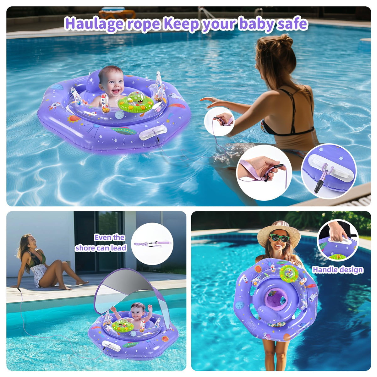 GEEQUFLOAT interactive console keeps infants engaged with a beeping spaceship.