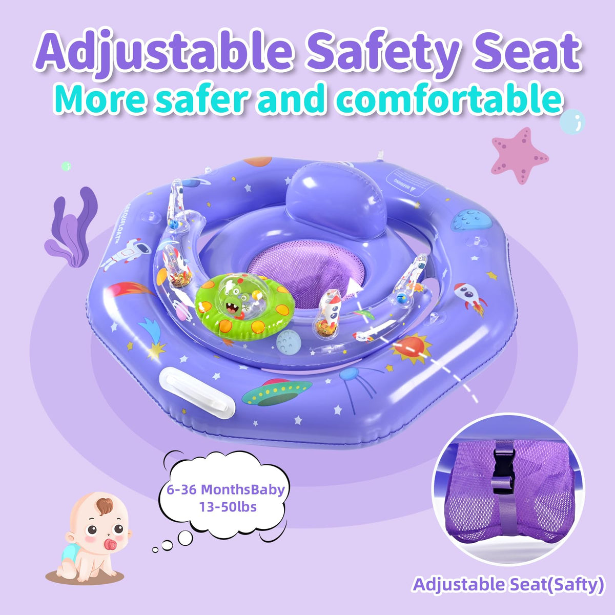 GEEQUFLOAT safety handle and leash improve supervision during use.