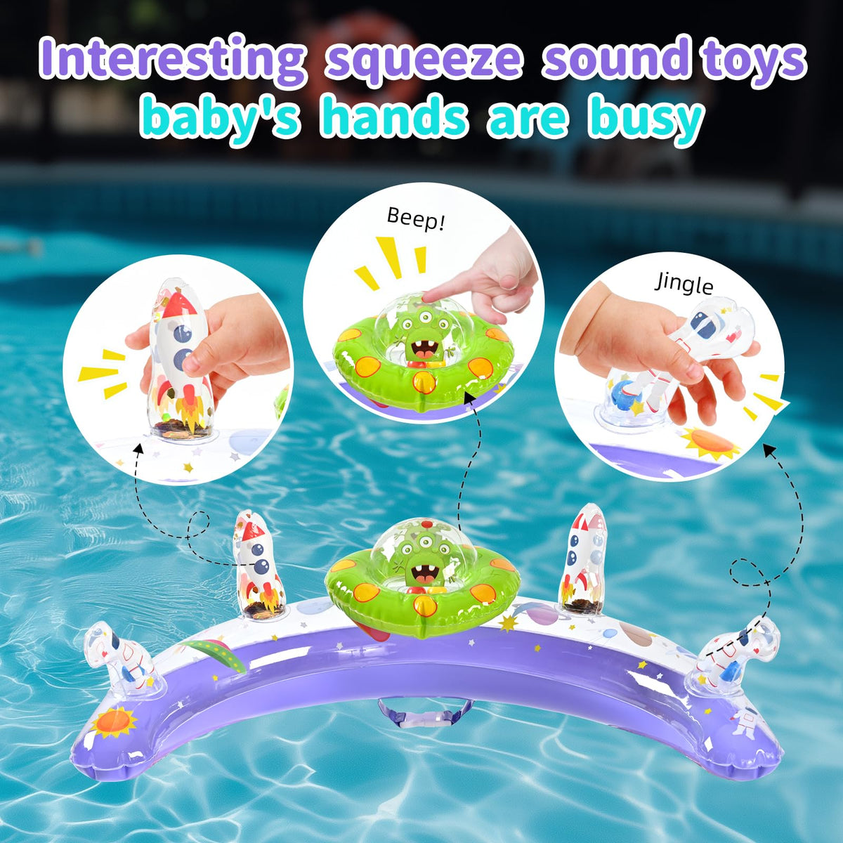 GEEQUFLOAT shiny rocket toys enhance the water play experience.