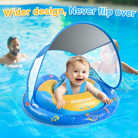 GEEQUFLOAT adjustable seat bucket accommodates growth for comfy water fun.