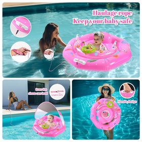 GEEQUFLOAT infant pool float with adjustable seat for secure play.