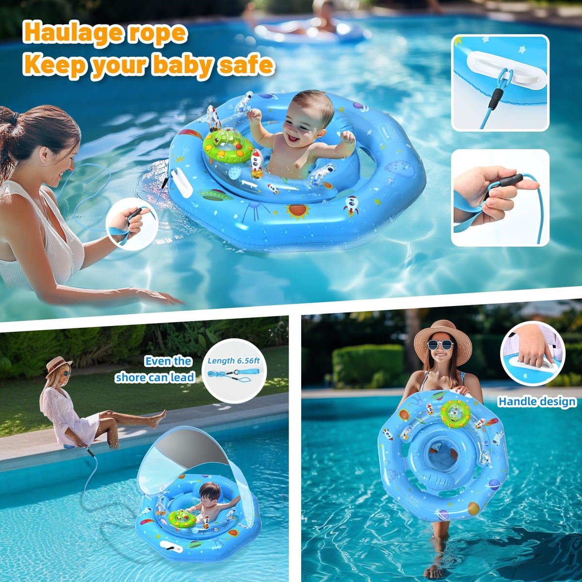 GEEQUFLOAT safety handle and leash for secure water time