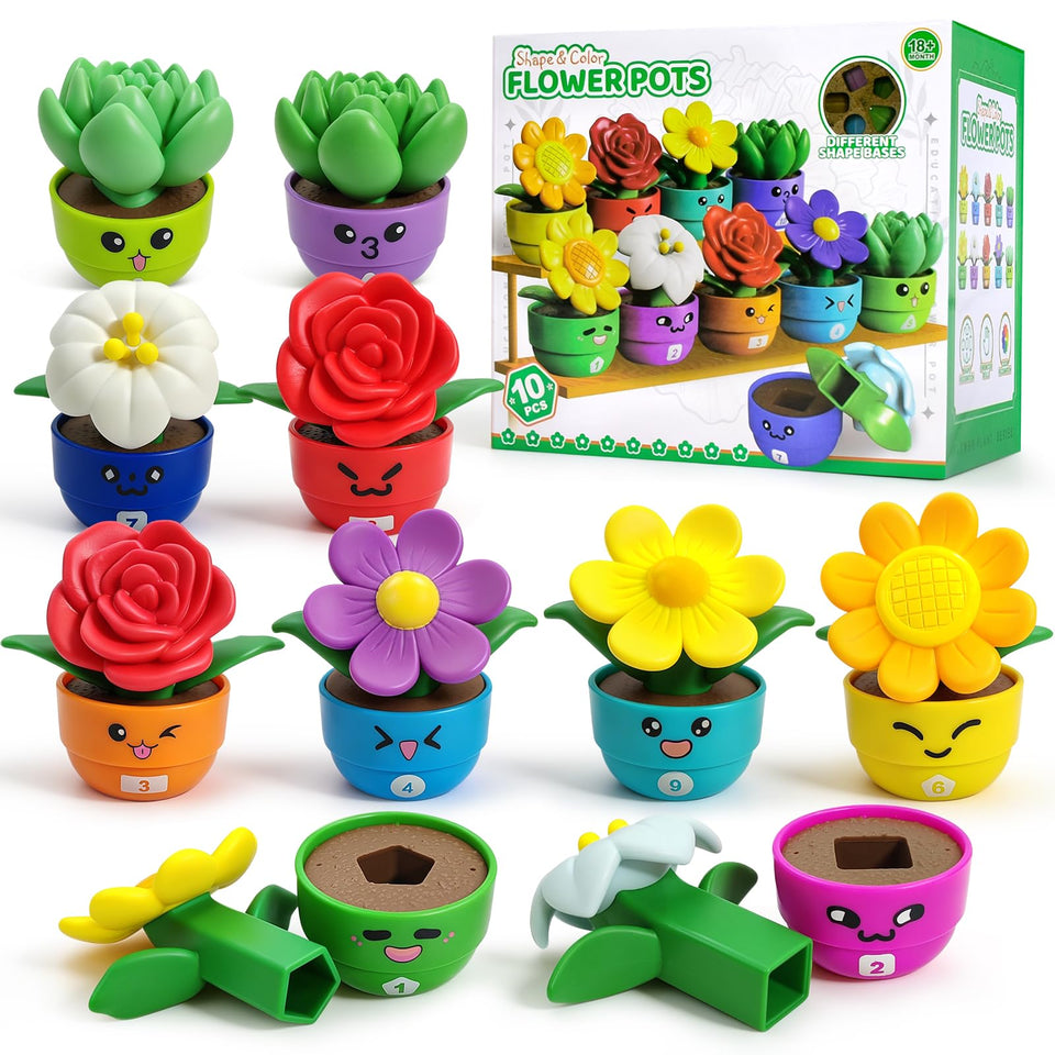 GEERAY spring flowers and pots set showing color matching for toddlers