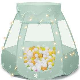 GeerWest baby ball pit tent with star lights creates a cozy toddler play space.