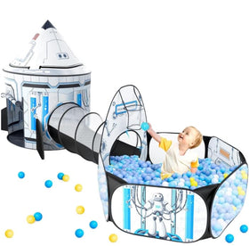 GeerWest kids ball pit rocket ship tent for indoor play and imaginative space adventures.