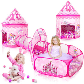 GeerWest princess tent in pink with ball pit, inviting imaginative play and cozy corners.