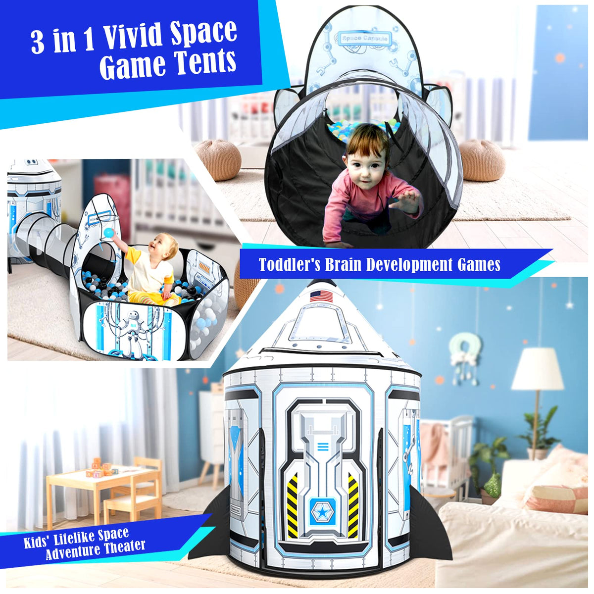 GeerWest space play tent suitable for indoor or outdoor fun and family time.