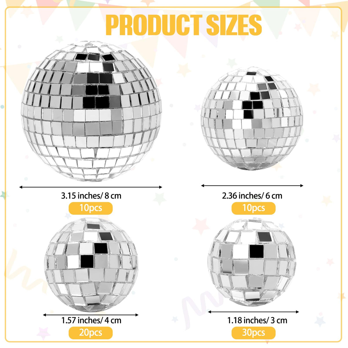 Geetery disco ball cake topper, 1-57 inch, reflects lights beautifully at a party