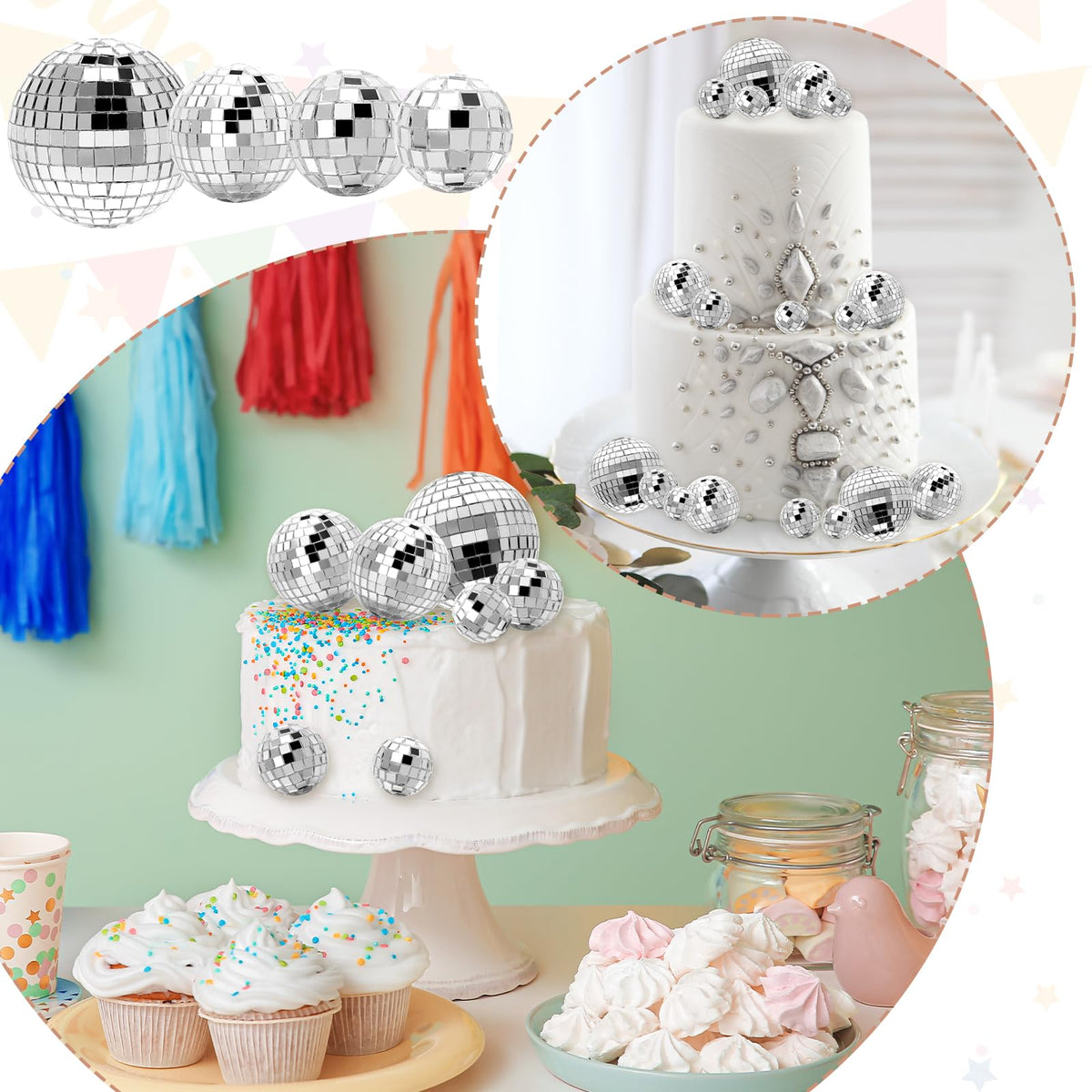 Geetery disco ball multipack display on table for versatile decor ideas
