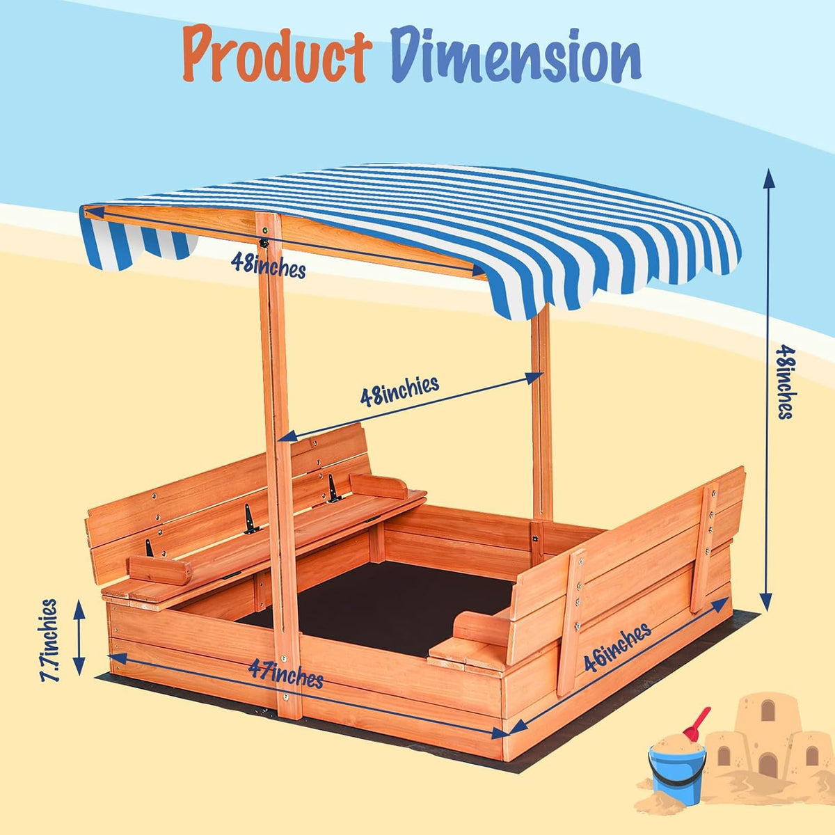 GEGURI 48-inch sandbox with lid keeps sand clean.