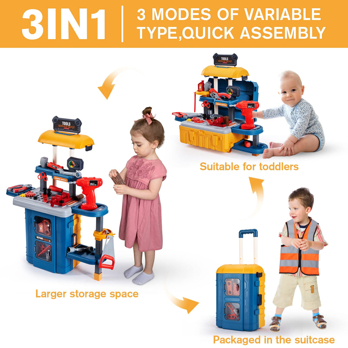 GEIYATOI tool bench in suitcase storage mode for easy tidying and portability