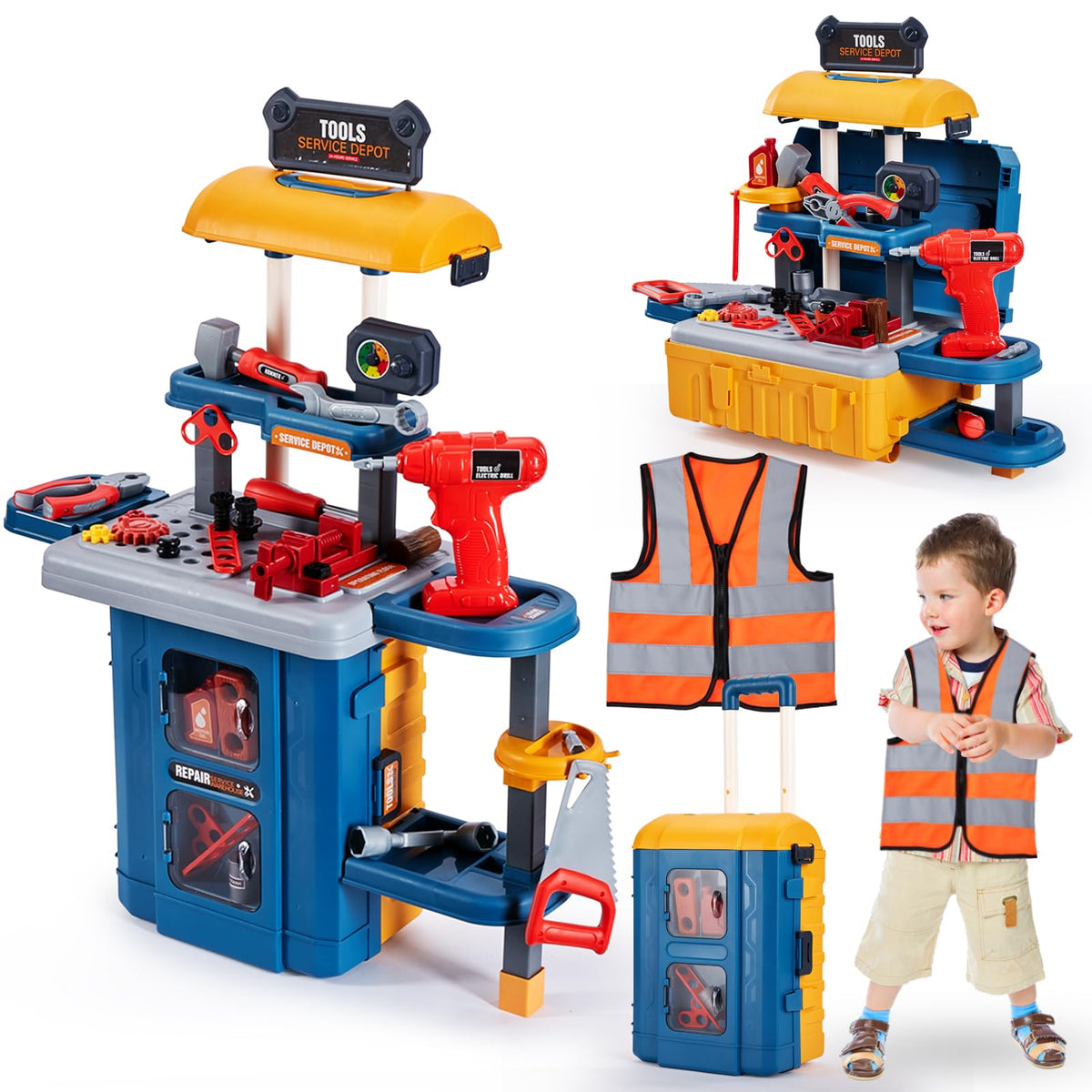 GEIYATOI kids tool bench with tools for imaginative play and fine motor skills