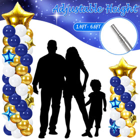 Gejoy blue-gold latex balloon kit 10-inch adds vibrant color to celebrations.
