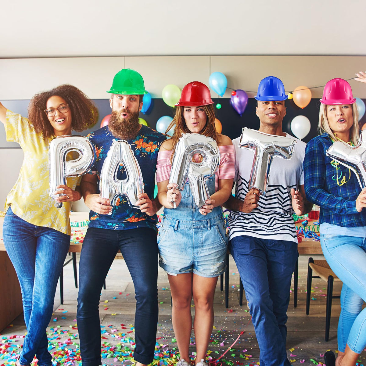 Gejoy pink construction hat, eye-catching design boosts party fun.