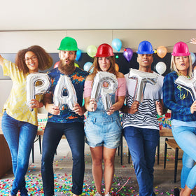 Gejoy pink construction hat, eye-catching design boosts party fun.