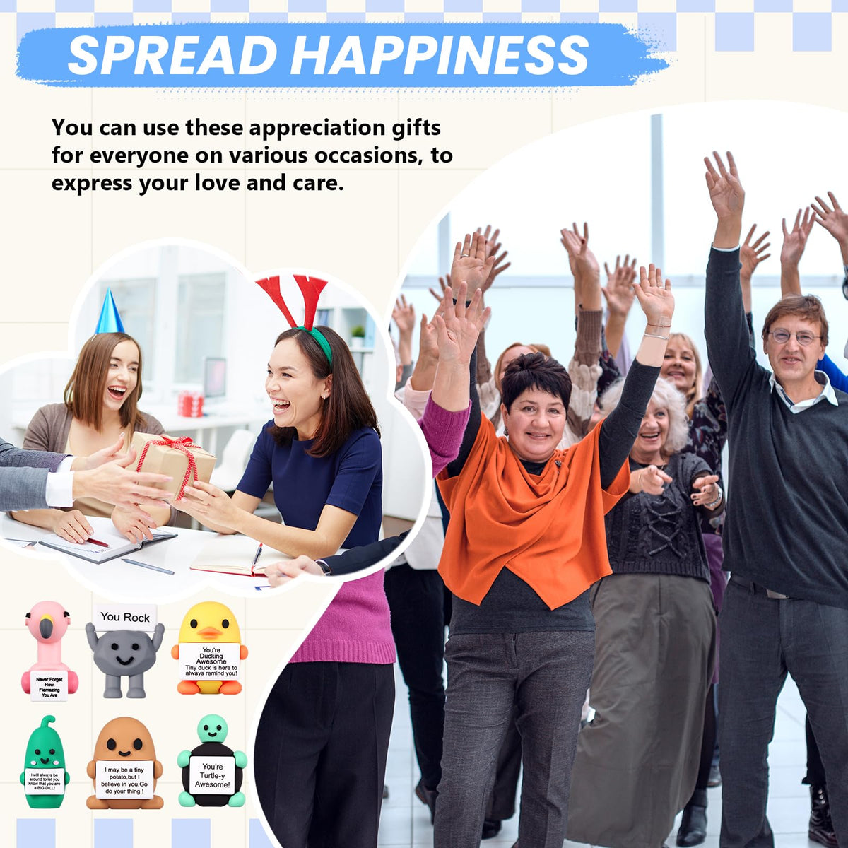 Gejoy mini positive figure turtle with slogan board encourages teamwork.