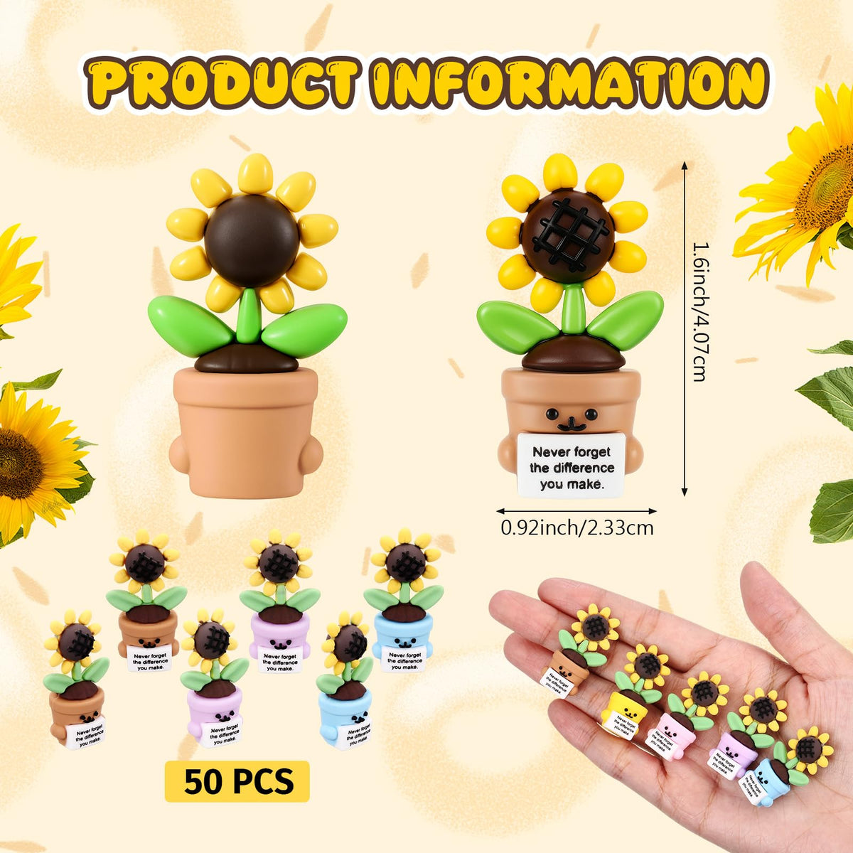 Gejoy mini rubber sunflower toy colorful pack; vibrant decorations for celebrations.