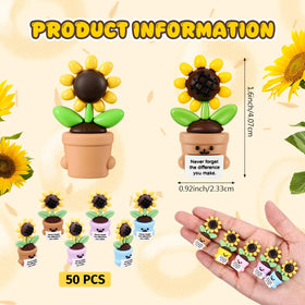 Gejoy mini rubber sunflower toy colorful pack; vibrant decorations for celebrations.