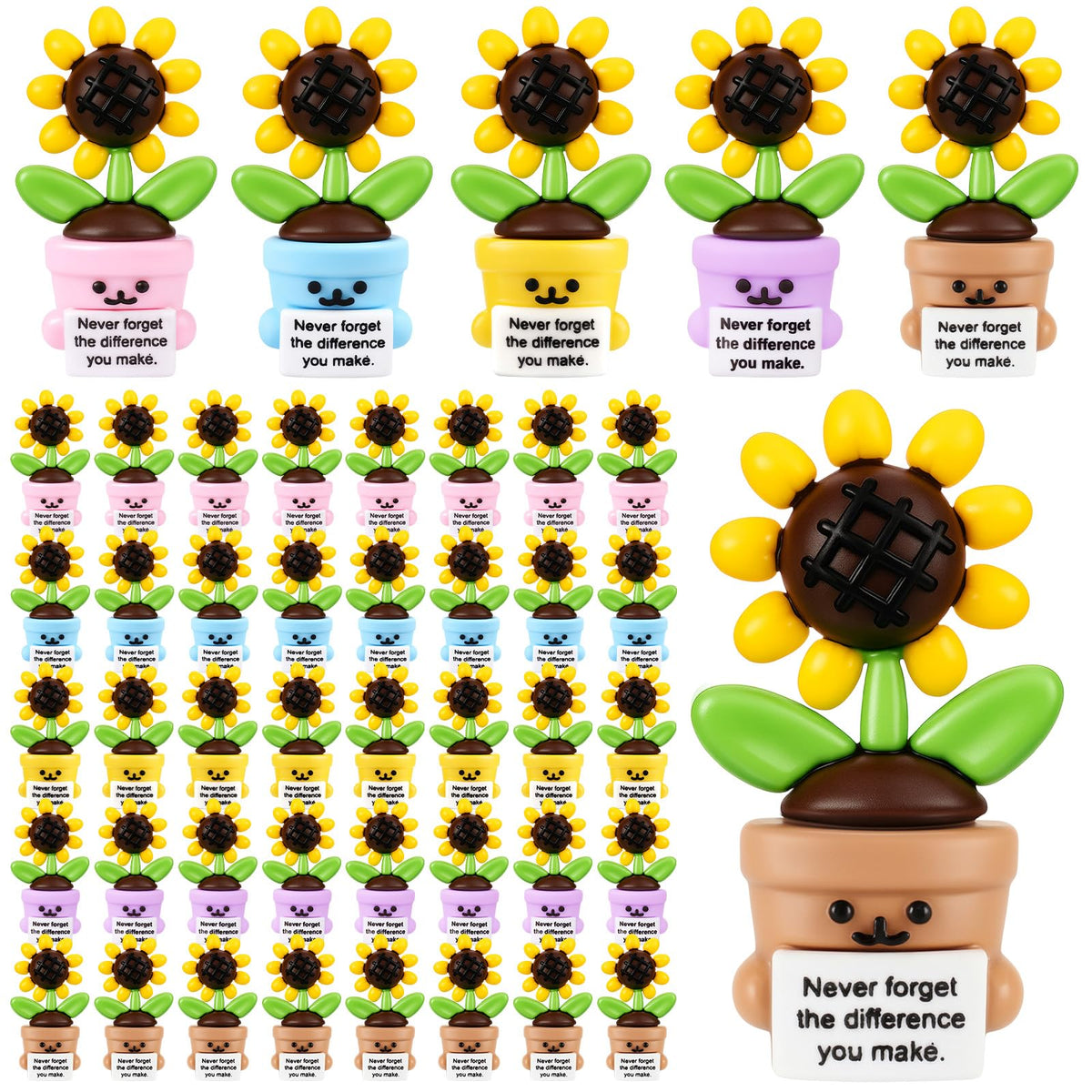 Gejoy mini rubber sunflower toy yellow; eye-catching desk decor and friendly gift.