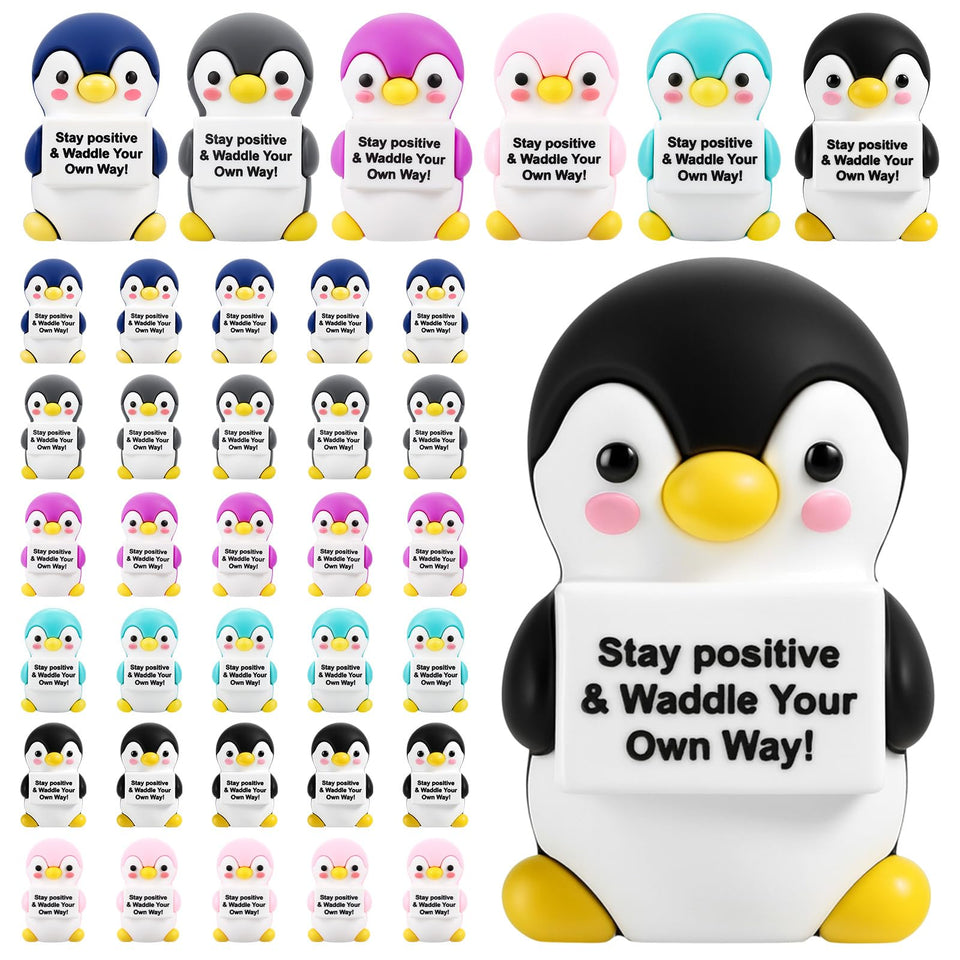 Gejoy colorful mini penguin figurines for desk decor and gifting