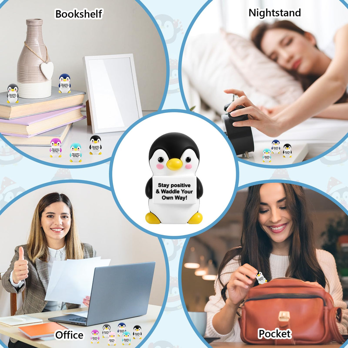 Gejoy penguin on desk acts as a motivating desk buddy