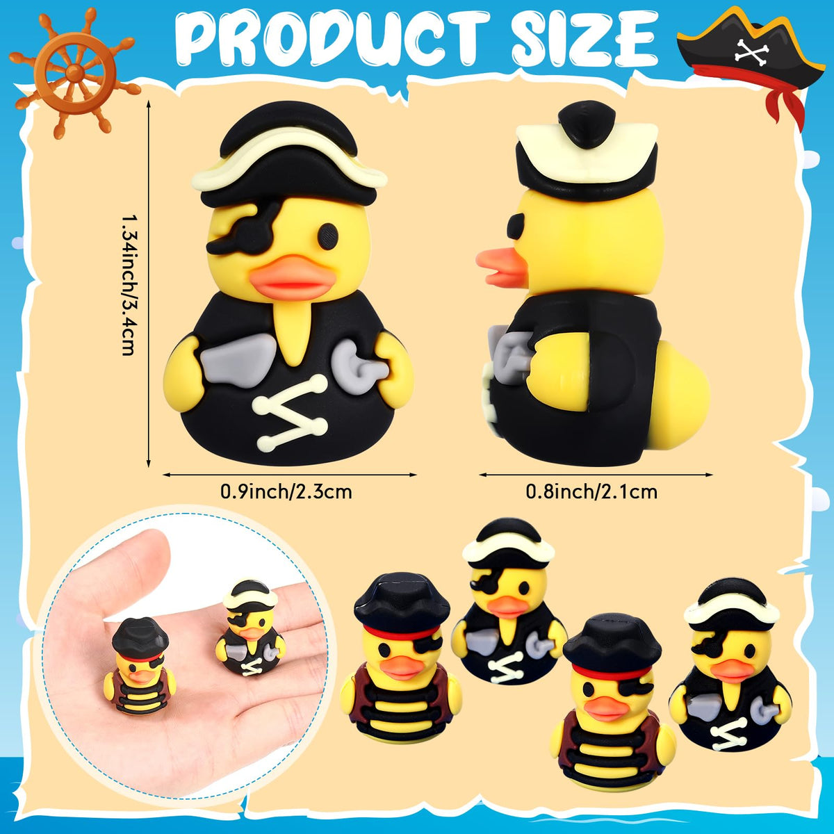 Gejoy pirate duck holding knife design for Halloween flair.
