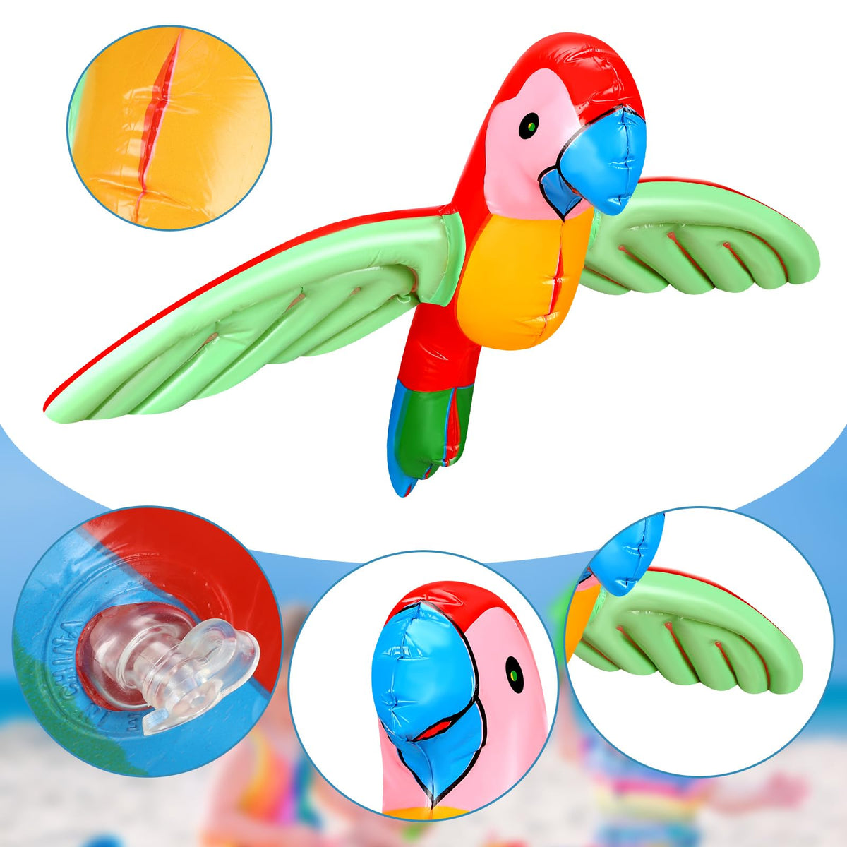 Gejoy parrot inflatables enhance poolside photo booth