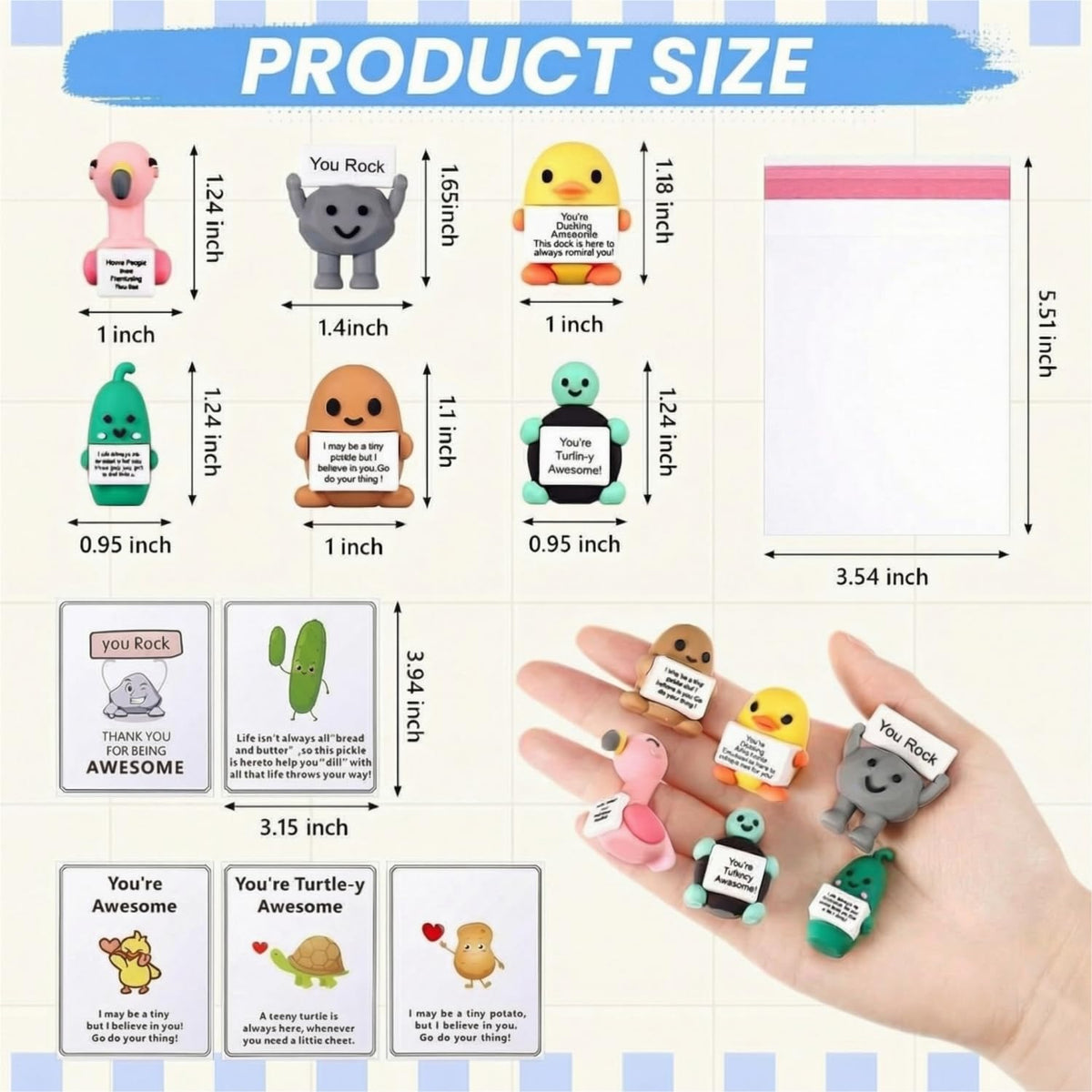 Gejoy mini-doll stone with slogan board inspires patience at work.