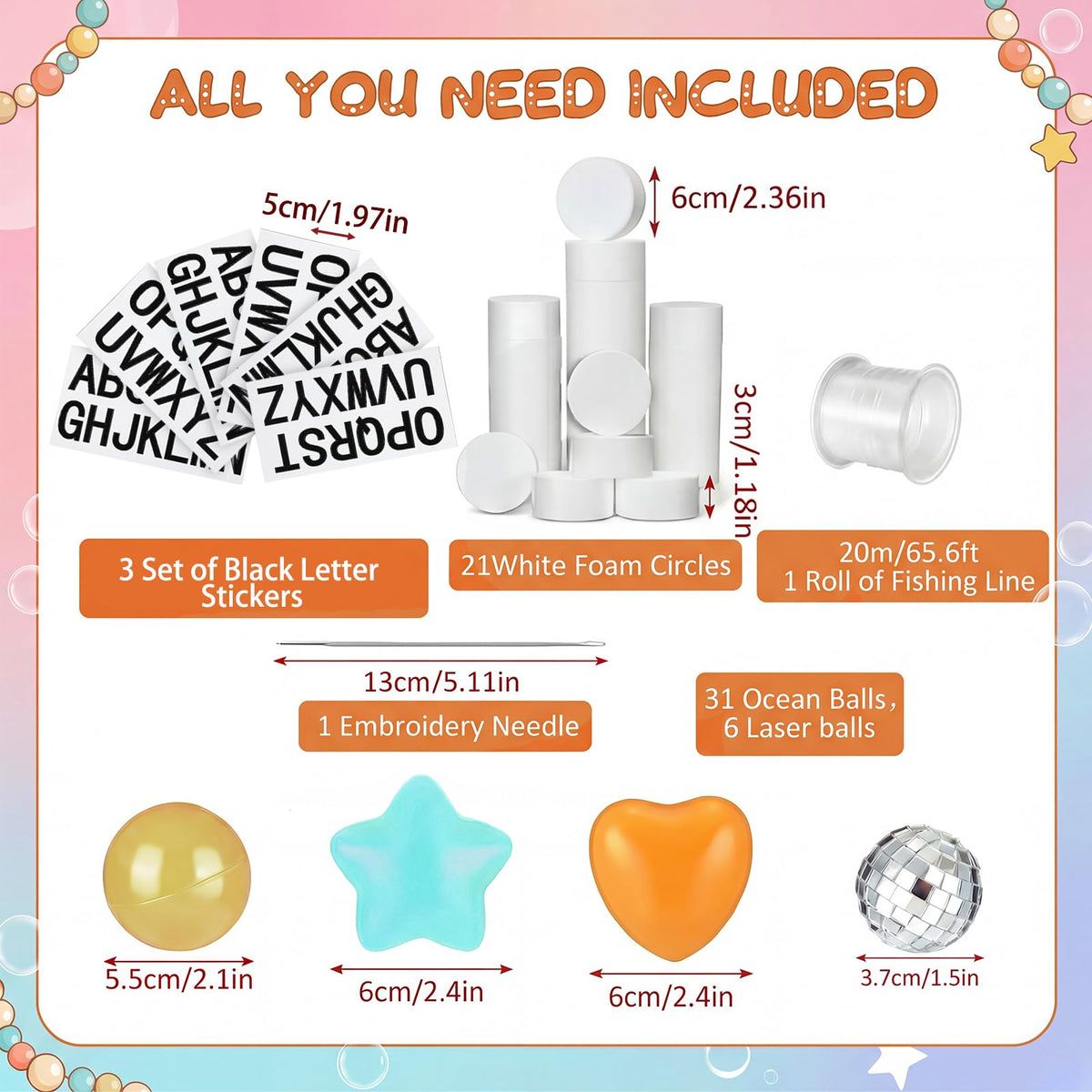Gejoy showgirl banner orange round balls for bold color accents