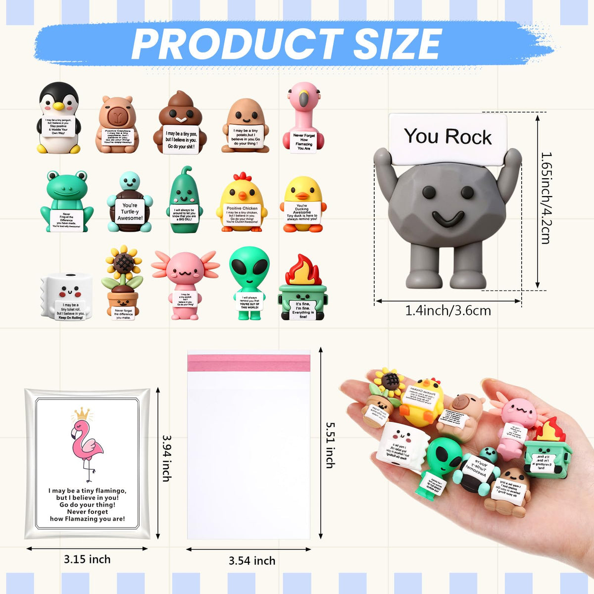 Gejoy smiling mini doll with card for coworker motivation