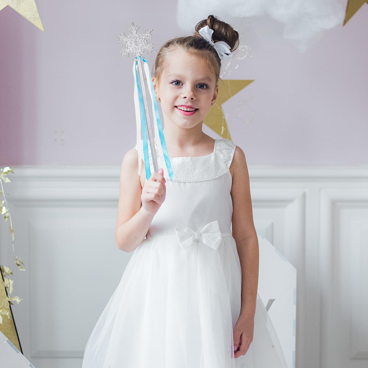 Gejoy snowflake wand perfect for dress-up play and pretend kingdoms