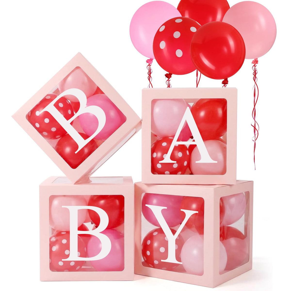 Gejoy strawberry baby shower decor boxes arranged as elegant centerpieces