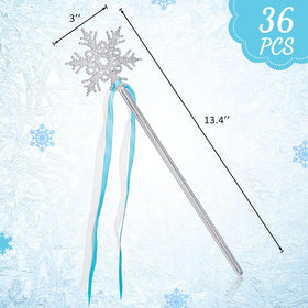 Gejoy snowflake wand with blue glittery ribbon ideal for Frozen-themed parties