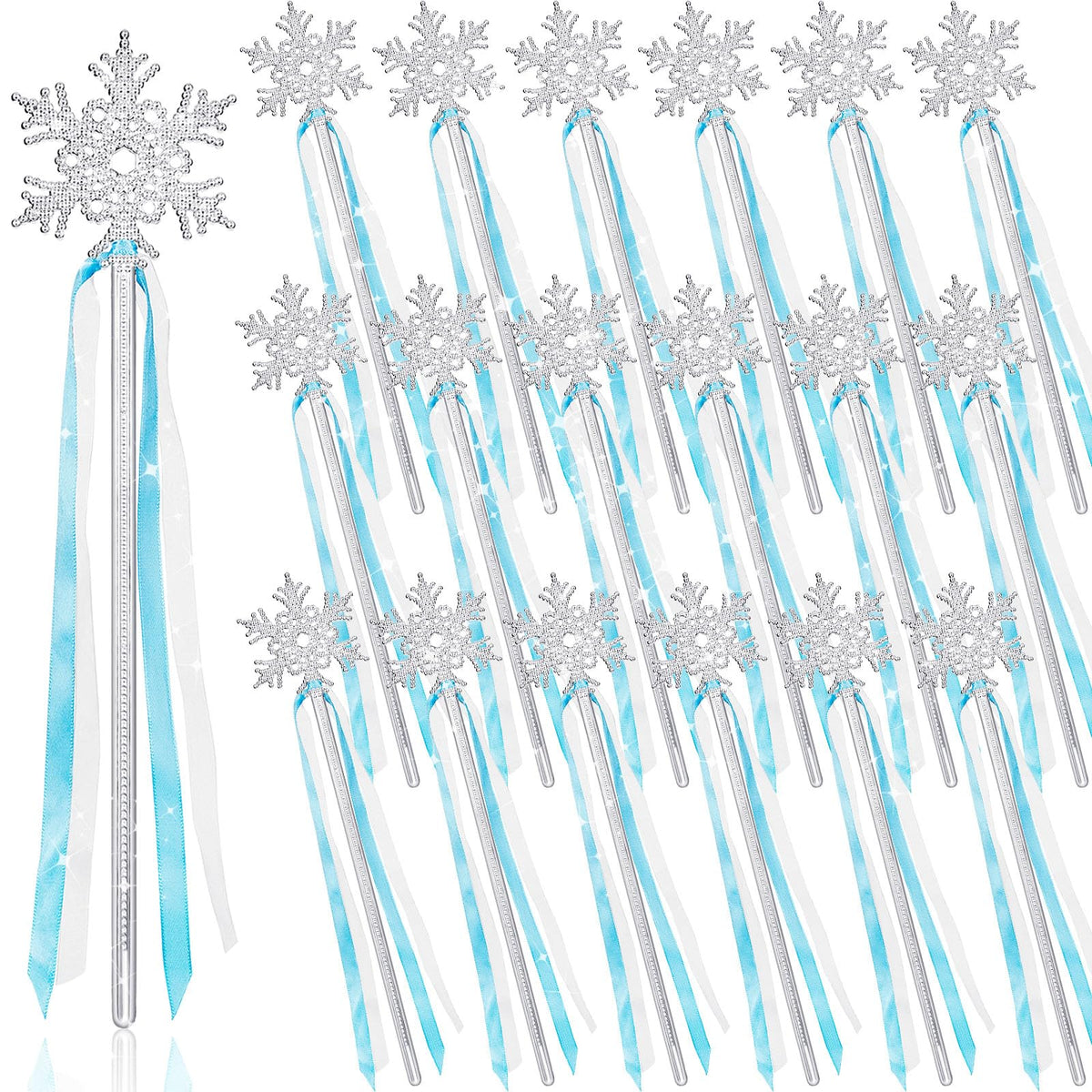 Gejoy winter snowflake wand with silver top for magical princess dress-up
