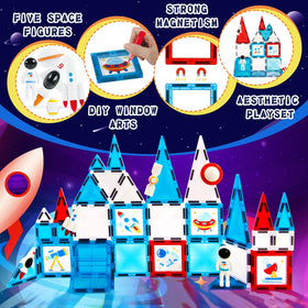 GEKETY magnetic tiles space ship construction inspires imaginative building