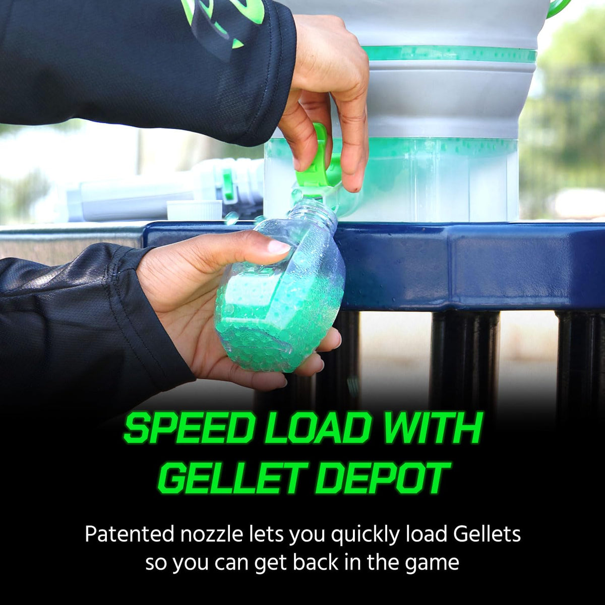 Gel Blaster Gellet Depot collapsed size demonstrates portable storage and easy transport.