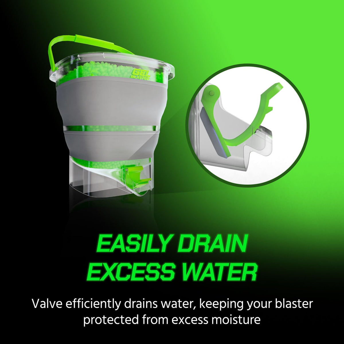 Gel Blaster Gellet Depot water strainer in action aids water removal during reloads.