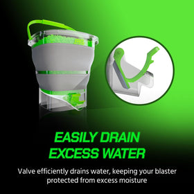 Gel Blaster Gellet Depot water strainer in action aids water removal during reloads.